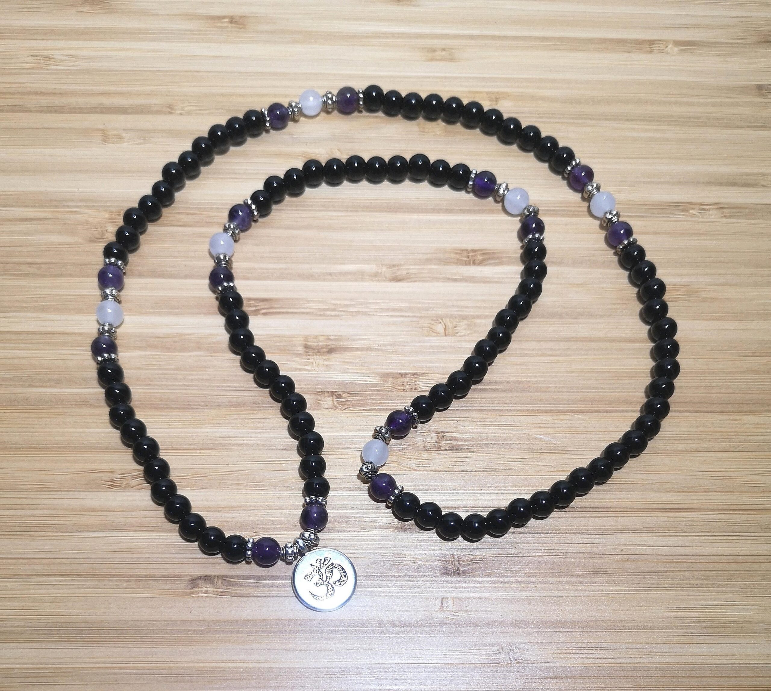Om Mala Perlenkette 108 Meditation | Mit Om-Anhänger, 8 Mm Perlen, Für Männer & Frauen